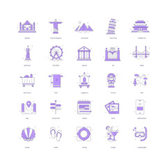 Travel Holiday Vacation Vector Icon Design Collection