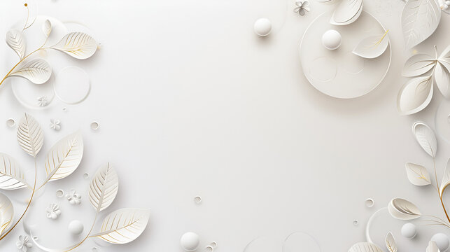 invitacion digital con elementos decorativos como hojas y ramas perlas para dise&ntilde;ar fondo para boda o celebracion con espacio para copiar