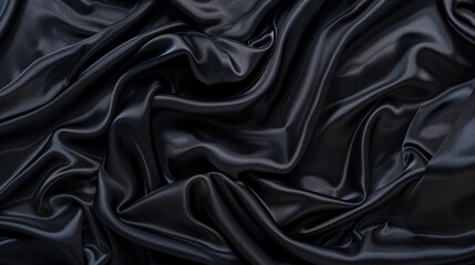 Obraz premium Texture of black silk fabric in high definition