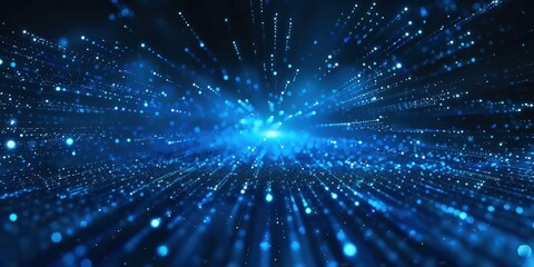 Fototapeta premium Abstract Blue Glowing Particle Background