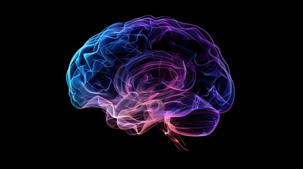 Concept of AI System with D Hologram of Human Brain and Computer Hardware Parts. Concept AI System, 3D Hologram, Human Brain, Computer Hardware Parts, Technology Integration