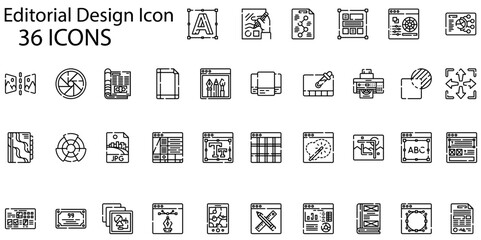 Set of editorial design icons. Gradient style icon bundle. Vector Illustration
