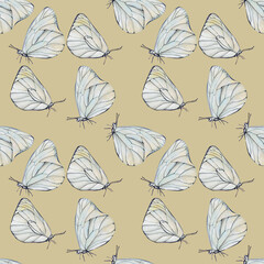seamless pattern of hand drawn sketch butterflies