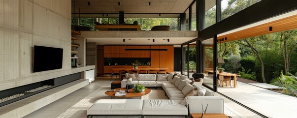 Modern house with an open-concept living area.