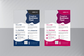 Flyer of 2 template layout design. Corporate business flyer template design set with blue, orange, red and yellow  design layout with white set yellow red green. flyer with 