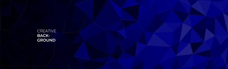 elegant blue banner background with triangles shape