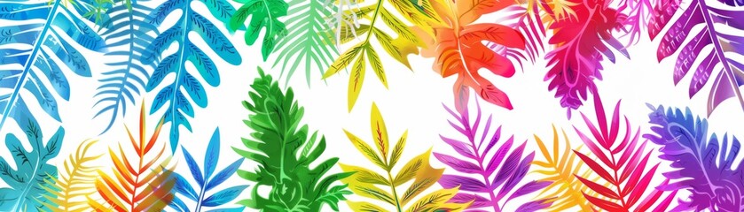 Lush Tropical Vector Pattern of Colorful Ferns and Bromeliads, Exotic Jungle Foliage Design