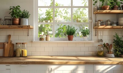 Fototapeta premium Bright kitchen with an empty spice jar