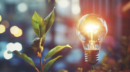 An innovative business environment with futuristic technology, brainstorming sessions, and a focus on developing new ideas and solutions, highlighting business innovation and creativity