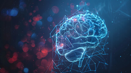 Concept of AI System with D Hologram of Human Brain and Computer Hardware Parts. Concept AI System, 3D Hologram, Human Brain, Computer Hardware Parts, Technology Integration