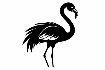 Flamingo bird Silhouette black Vector