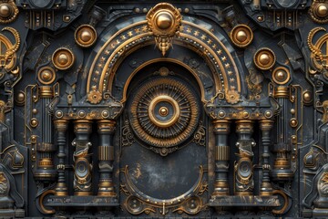 Fototapeta premium Steampunk Thai Pattern Fusion in Modern Graphic Design: 3D Bar Graph Rising Illustration