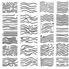 Hand-Drawn Lines on Clean White Background, Variety of Shapes and Directions