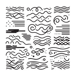 Hand-Drawn Lines on Clean White Background, Variety of Shapes and Directions