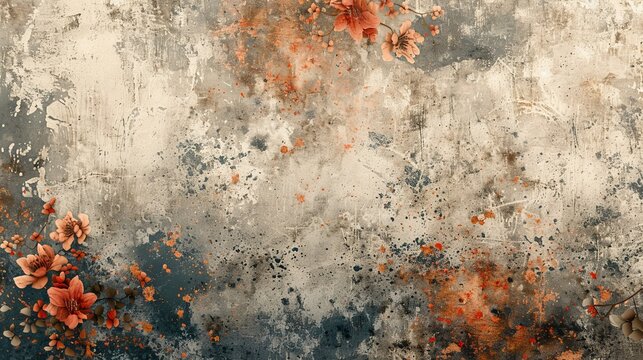 Weathered Elegance: Faded Abstract Pattern with Vintage Aging and Dusty Overlay