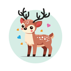 Deer illustration in flat style.