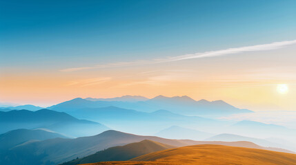 sunrise over rolling mountains