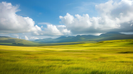 Obraz premium lush meadow under blue sky