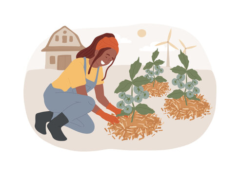 Organic mulching isolated cartoon vector illustrations.