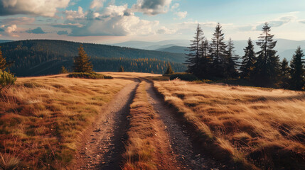dirt path through mountain meadow