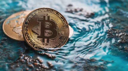 Bitcoin Coin in Water