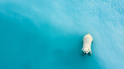 polar bear swimming in turquoise water