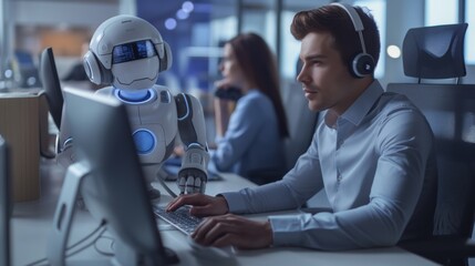 Robot assisting human call agent