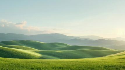rolling green hills under a bright sky