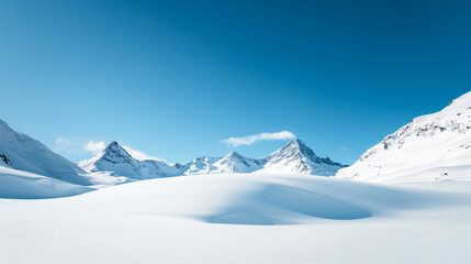 snowy mountains under a clear blue sky