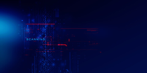 2d illustration Abstract futuristic electronic circuit technology background