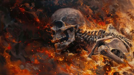 Fiery Skeleton in Flames.