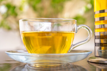 Green Tea in a tea cup Leaf Green tea leaves Organic Tea