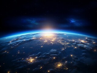 Fototapeta premium Spectacular Night View Of Earth's City Lights And Stars From Orbit. Generative AI