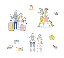 トラベルイメージの人物とアイテム　セット