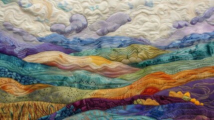 Amidst a field of swirling clouds the tapestry seems to be on a journey its destination unknown but its flight captivating.