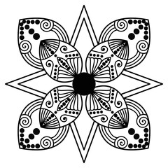 ative American Mandala,Black and white mandala. Paint art. Mandala art.