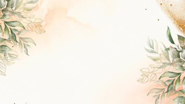 Beautiful watercolor flowers with shiny gold-cream border.