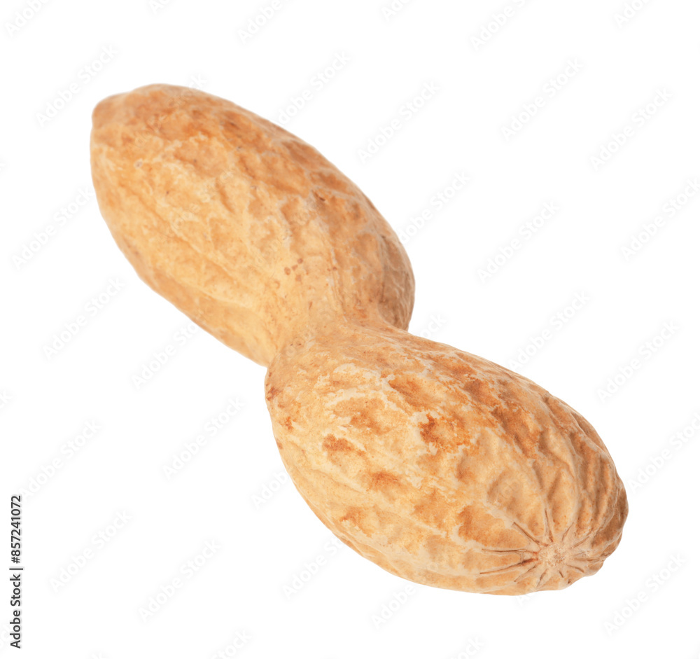 Wall mural one fresh unpeeled peanut isolated on white - Wall murals
