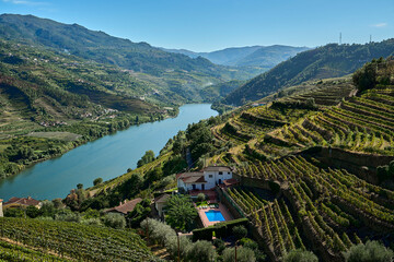 beautiful and tranquil landscape of the valley of the Douro river, a popular travel destination in Portugal and well known for its excellent wines and vineyards. © Jens