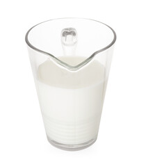 Glass jug with fresh milk isolated on white