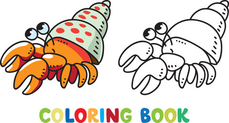 Sea theme. Crab coloring book vector illustration