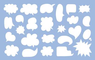 Obraz premium Set of white speech bubbles. Cartoon balloon word design. Vector illustration