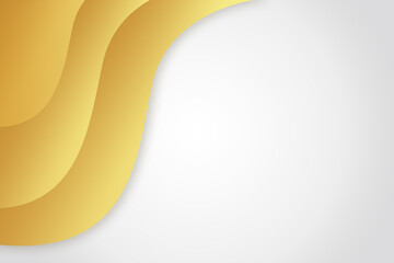 Smooth golden wave on cream shade color background. Luxury paper cut style 3d romantic concept. Abstract background with wavy surface in luxury gold white colors