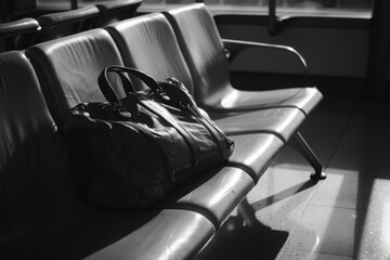 A lost unattended bag left on a bench.