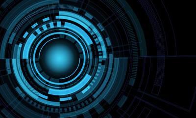 Abstract technology blue circular system cyber futuristic on black design modern creative background vector