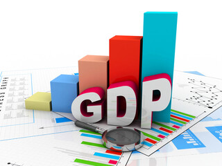 3d rendering Stock market online business concept. business Graph with GDP