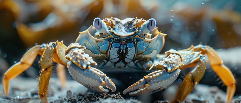 Close-up of a crab on the ocean floor