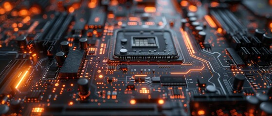 Fototapeta premium Close-up of a high-tech computer motherboard with circuits