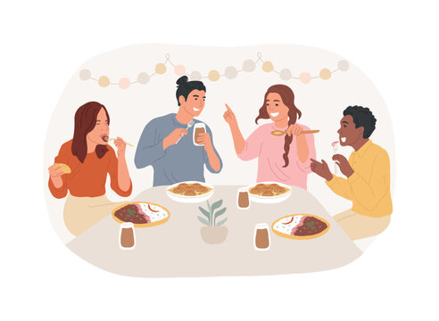 Indian restaurant isolated cartoon vector illustrations.