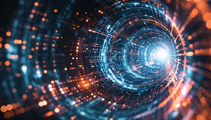 A spiral tunnel with a bright light shining through it by AI generated image